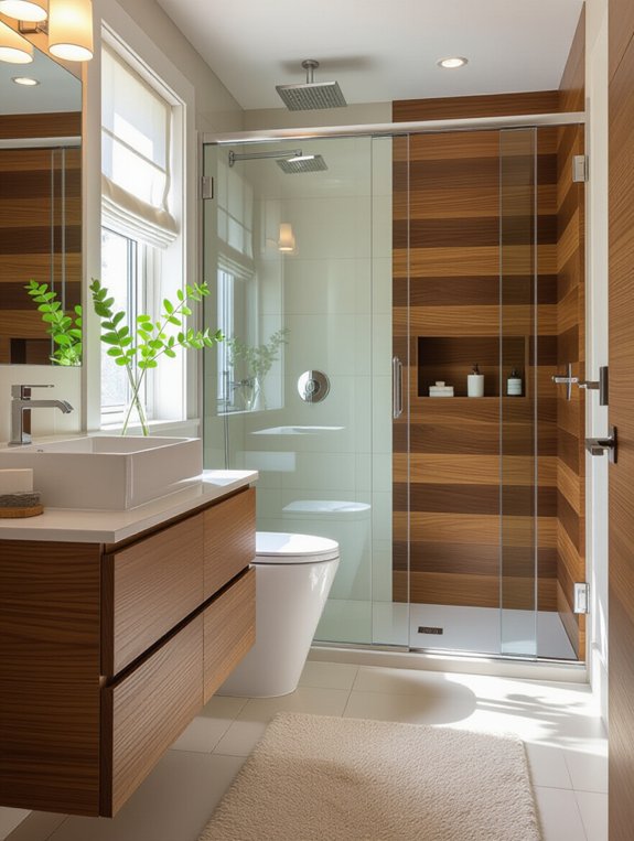 warm wood bathroom design