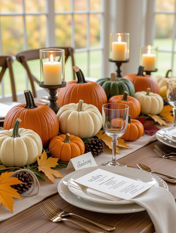 autumnal pumpkin and gourd display