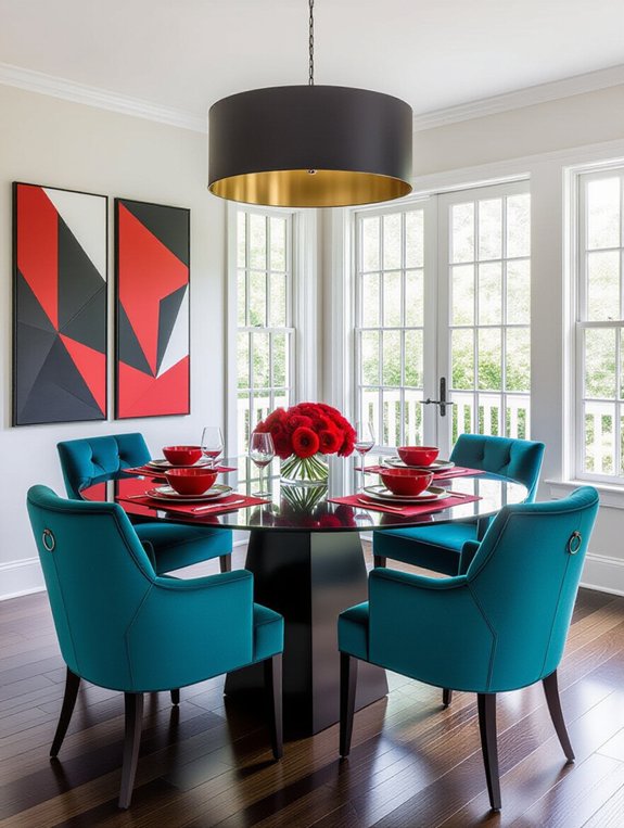 bold color dining accents