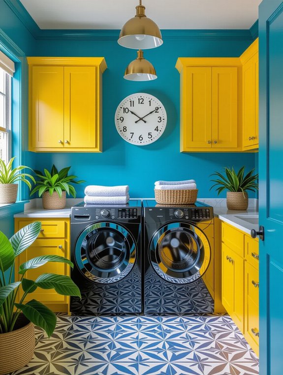 bold vibrant laundry space