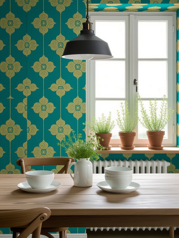 bold wallpaper transforms kitchens