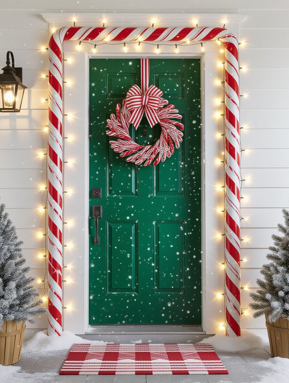 candy cane entrance decor