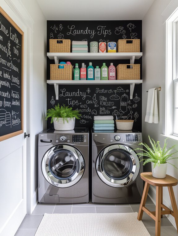 chalkboard wall laundry organization