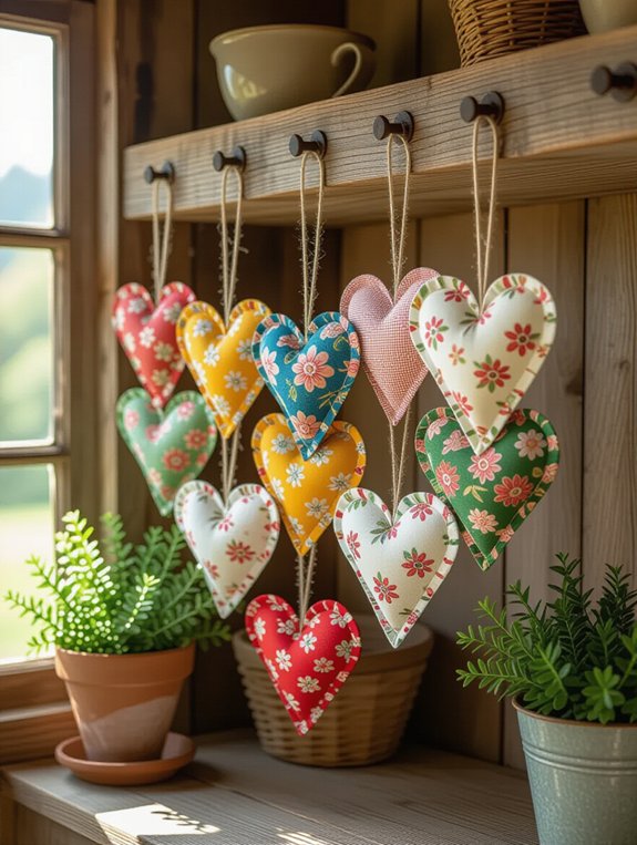 charming fabric heart ornaments