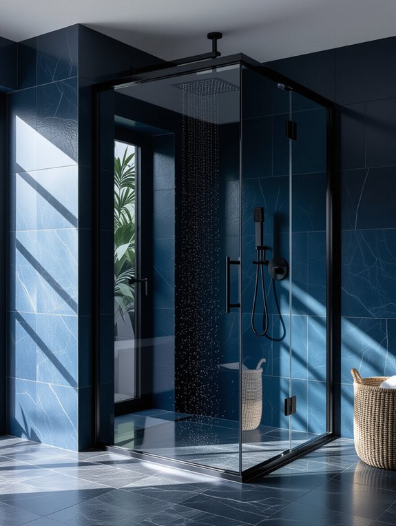 chic enclosed dark glass showers