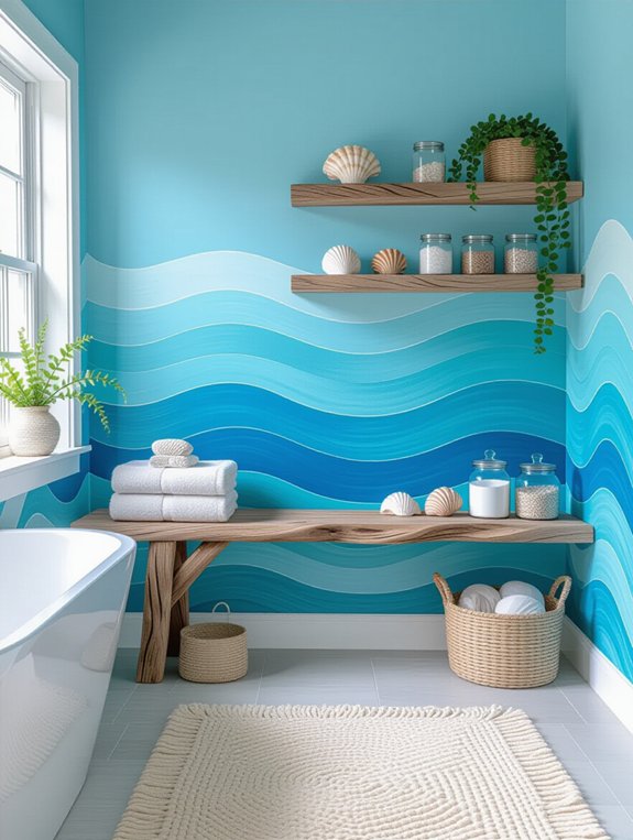 coastal driftwood and blue