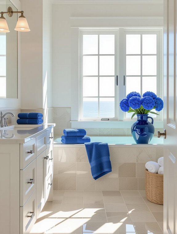 cobalt blue bathroom accents