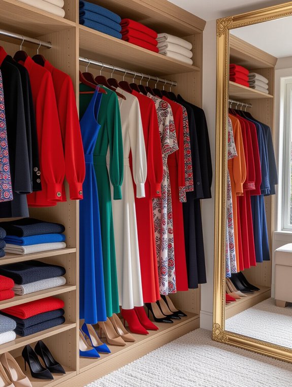 color coded wardrobe organization