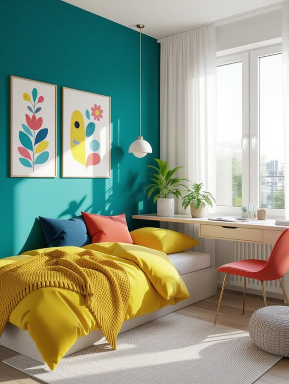 colorful accents enhance ambiance