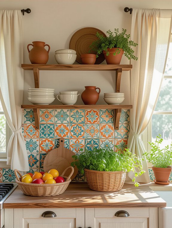 colorful eclectic backsplash installation