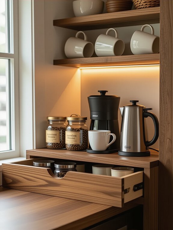 compact organized coffee station