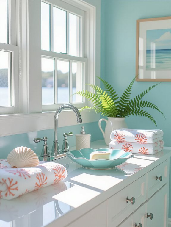 coral accents coastal chic