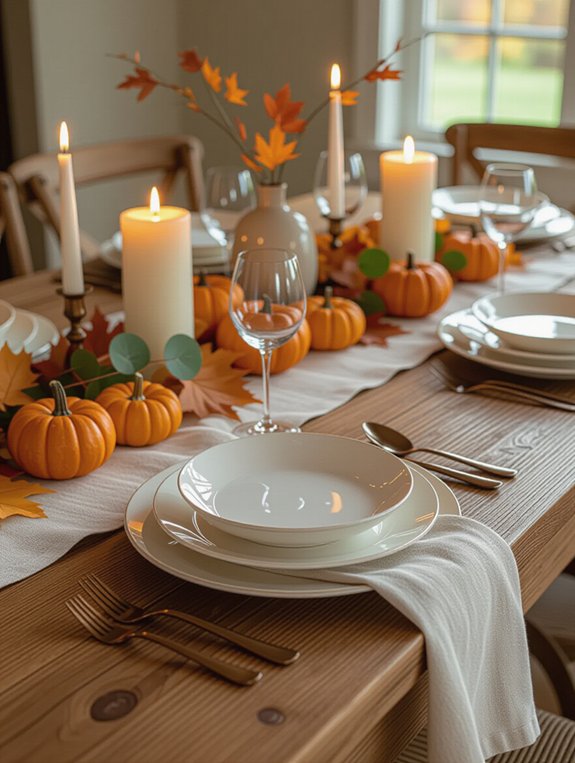 cozy candlelit thanksgiving table