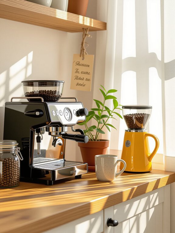 cozy compact coffee setup