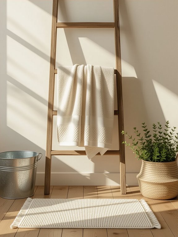 cozy farmhouse bathroom textiles