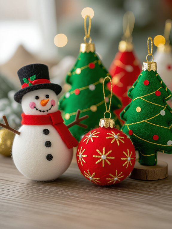 cozy felt holiday ornaments