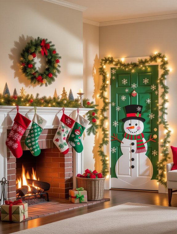 cozy holiday fireplace display