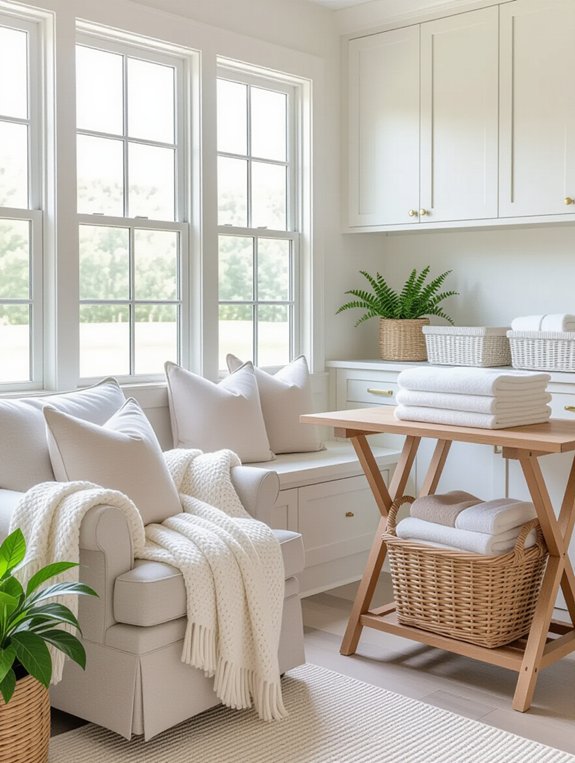 cozy laundry folding nook