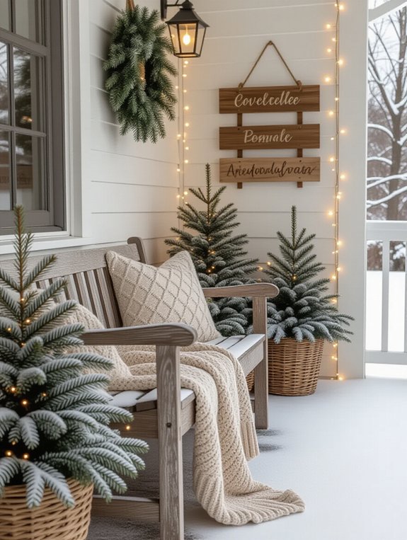 cozy porch bench decor