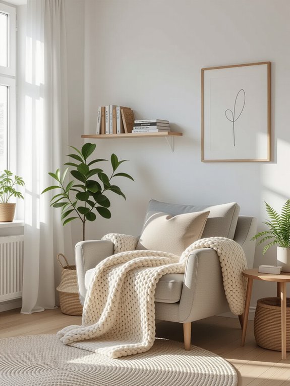 cozy scandinavian reading nook
