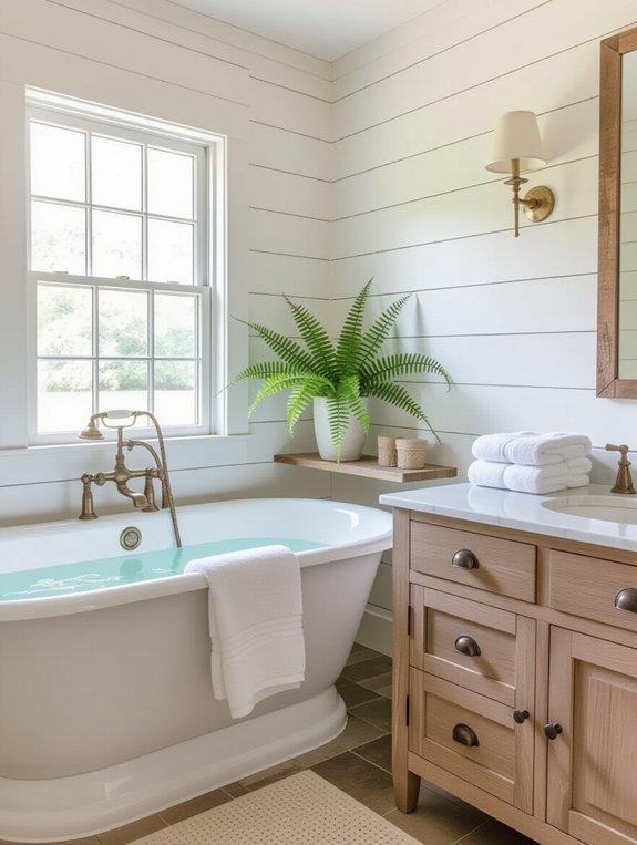 cozy shiplap bathroom walls