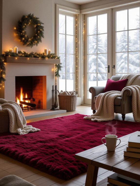 cozy warm rugs layered