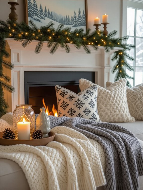 cozy winter mantel textiles