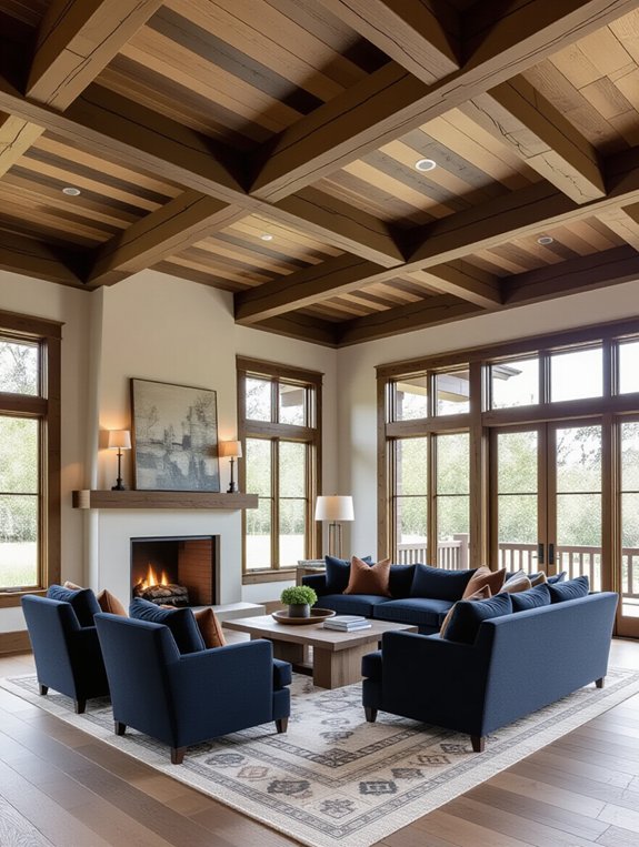cozy wood plank ceilings