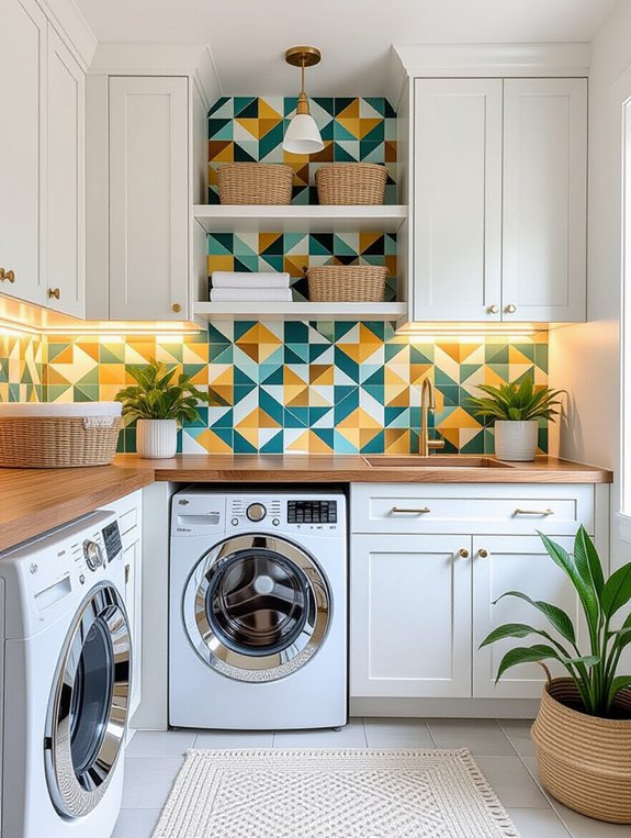creative wallpaper transforms laundry