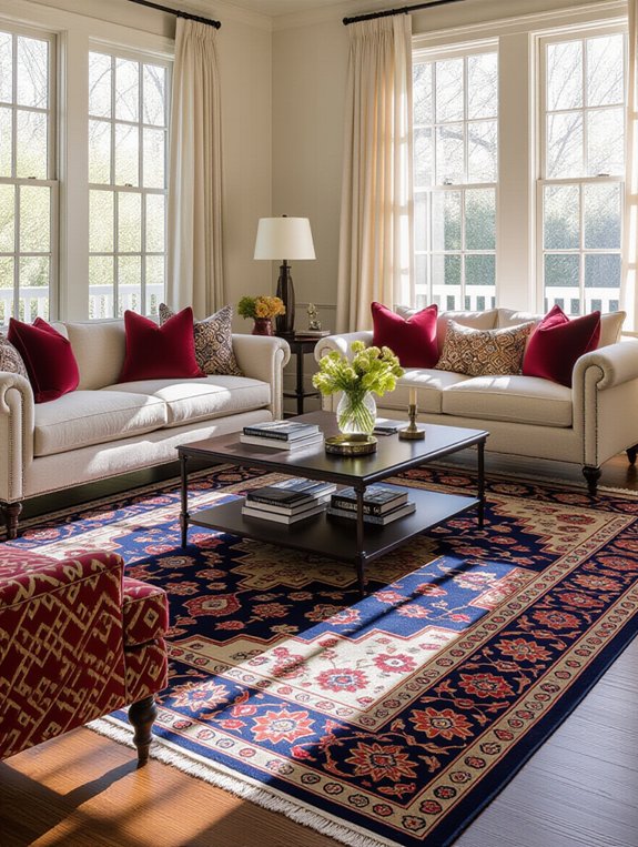 define spaces with area rugs