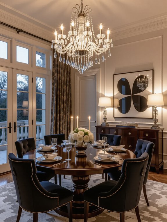 dramatic dining room lighting