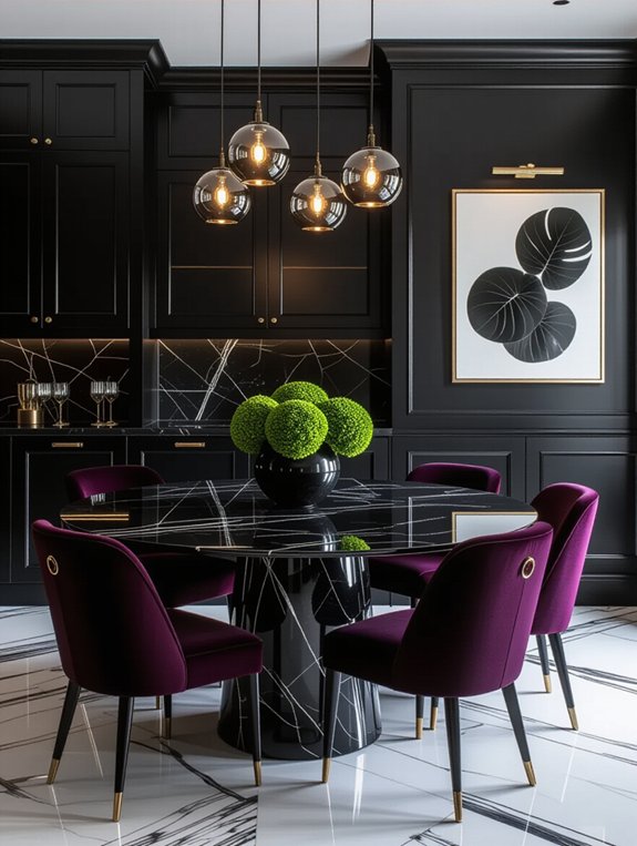 elegant black marble dining