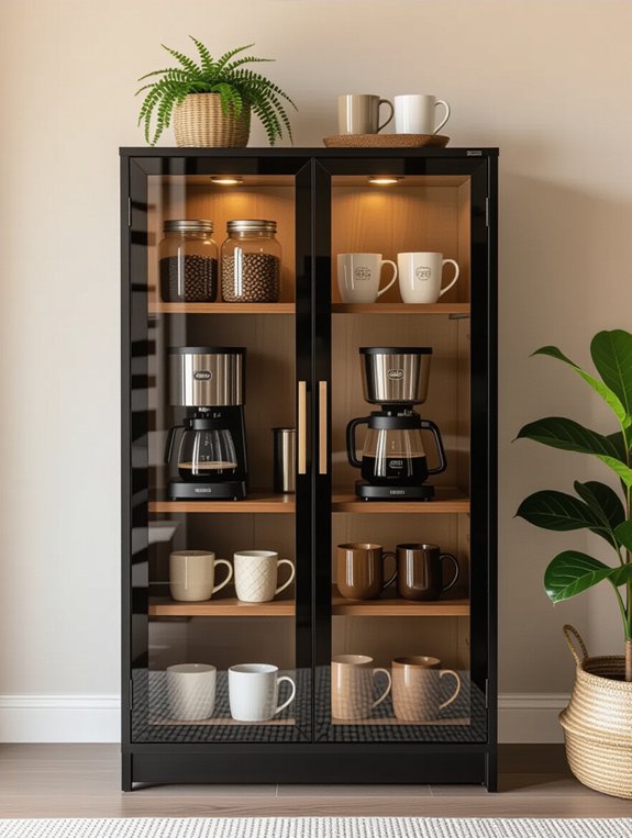 elegant coffee display cabinet