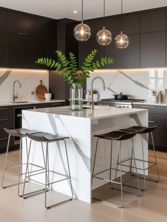 elegant glass top kitchen island