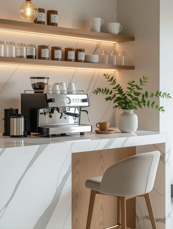 elegant marble coffee bar