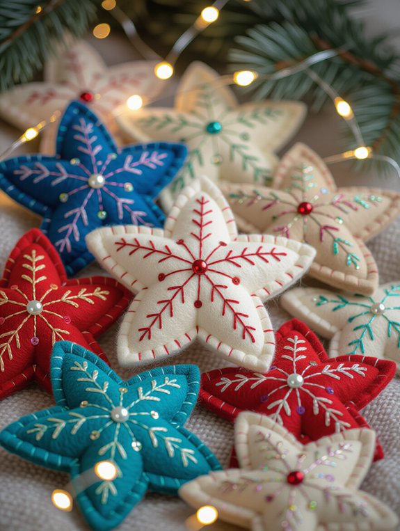 embroidered colorful felt stars
