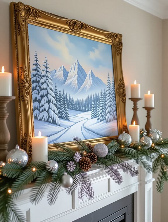 enchanting winter mantel artwork