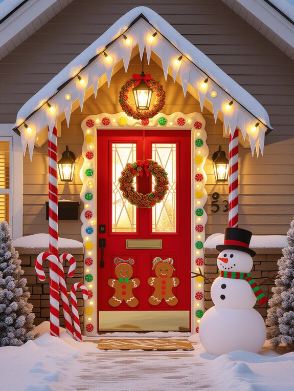 festive gingerbread house display