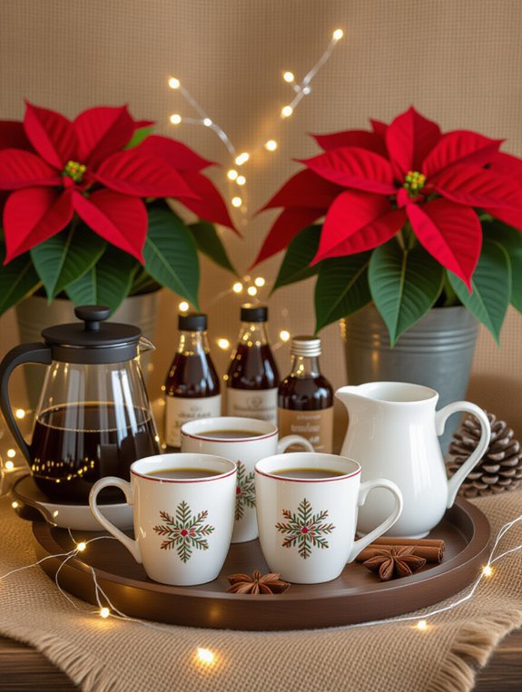 festive poinsettia coffee arrangements