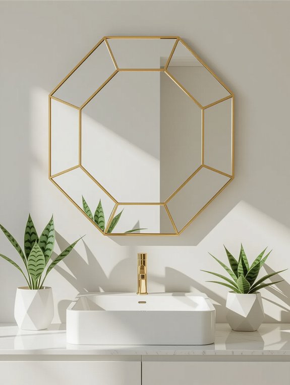 geometric mirrors enhance bathrooms