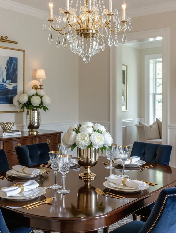glamorous metallic dining accents