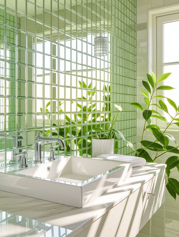 glamorous reflective bathroom tiles