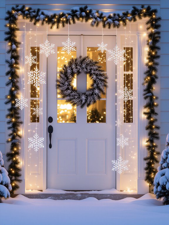 glittering snowflake door decor