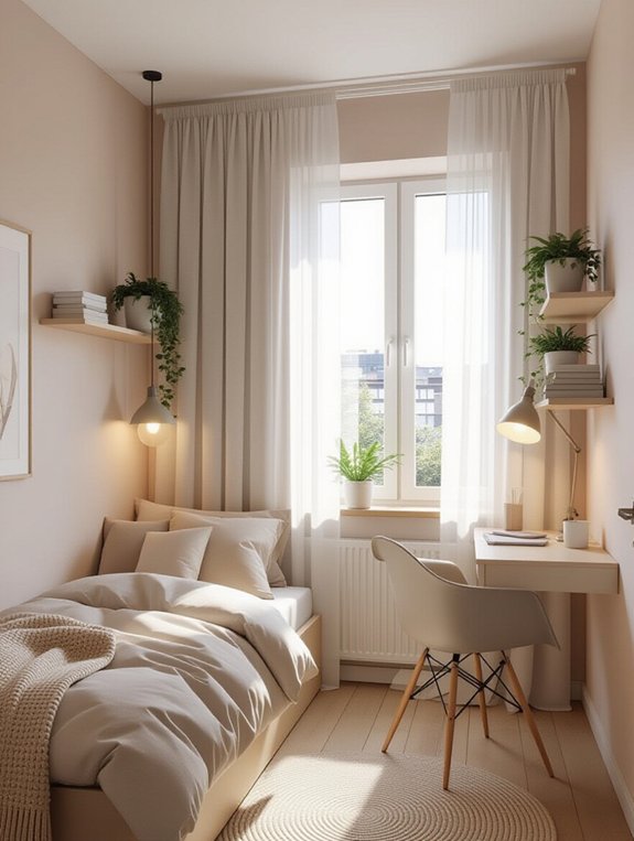 hang curtains near ceiling
