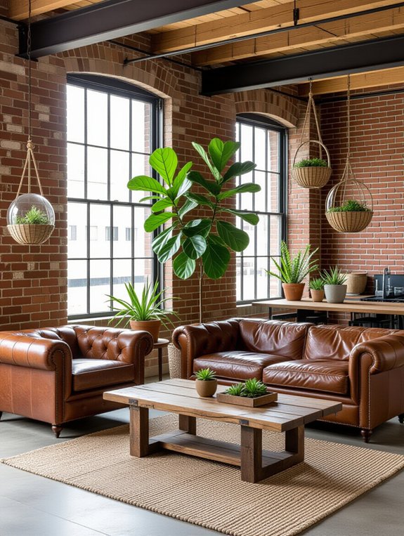 industrial chic with greenery