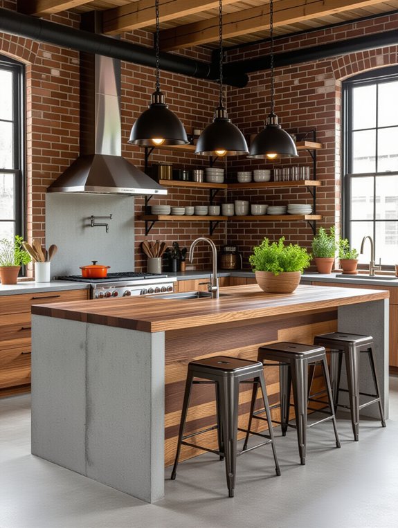 industrial kitchen with accents