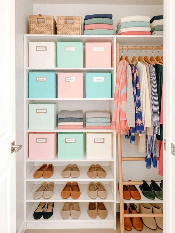 label bins and shelves