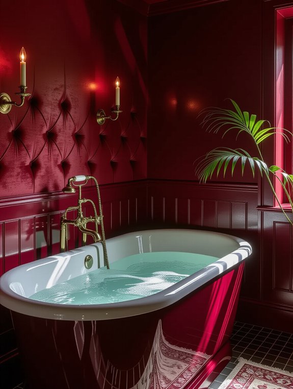 luxurious burgundy bathroom retreat