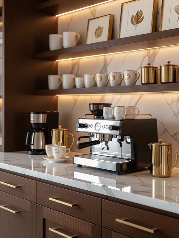 luxurious gold coffee accents
