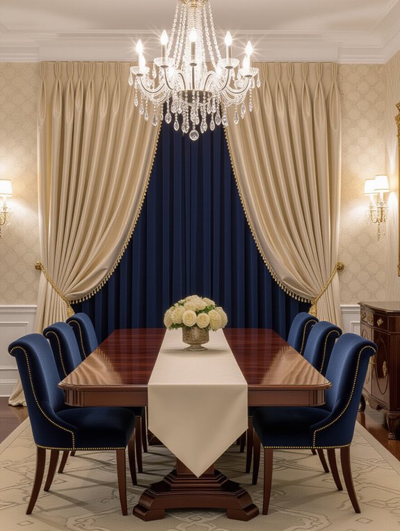 luxurious upholstery enhances dining
